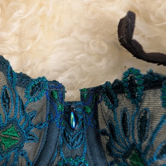 CHANTELLE * Vendôme* DEMI BRA  -STYLE 1905- EMERALD GREEN AND EMBROIDERED LACE - Picture 4 of 8